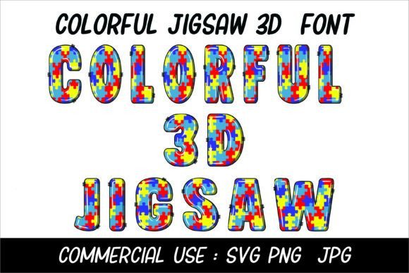 Colorful 3D Jigsaw Font for Business